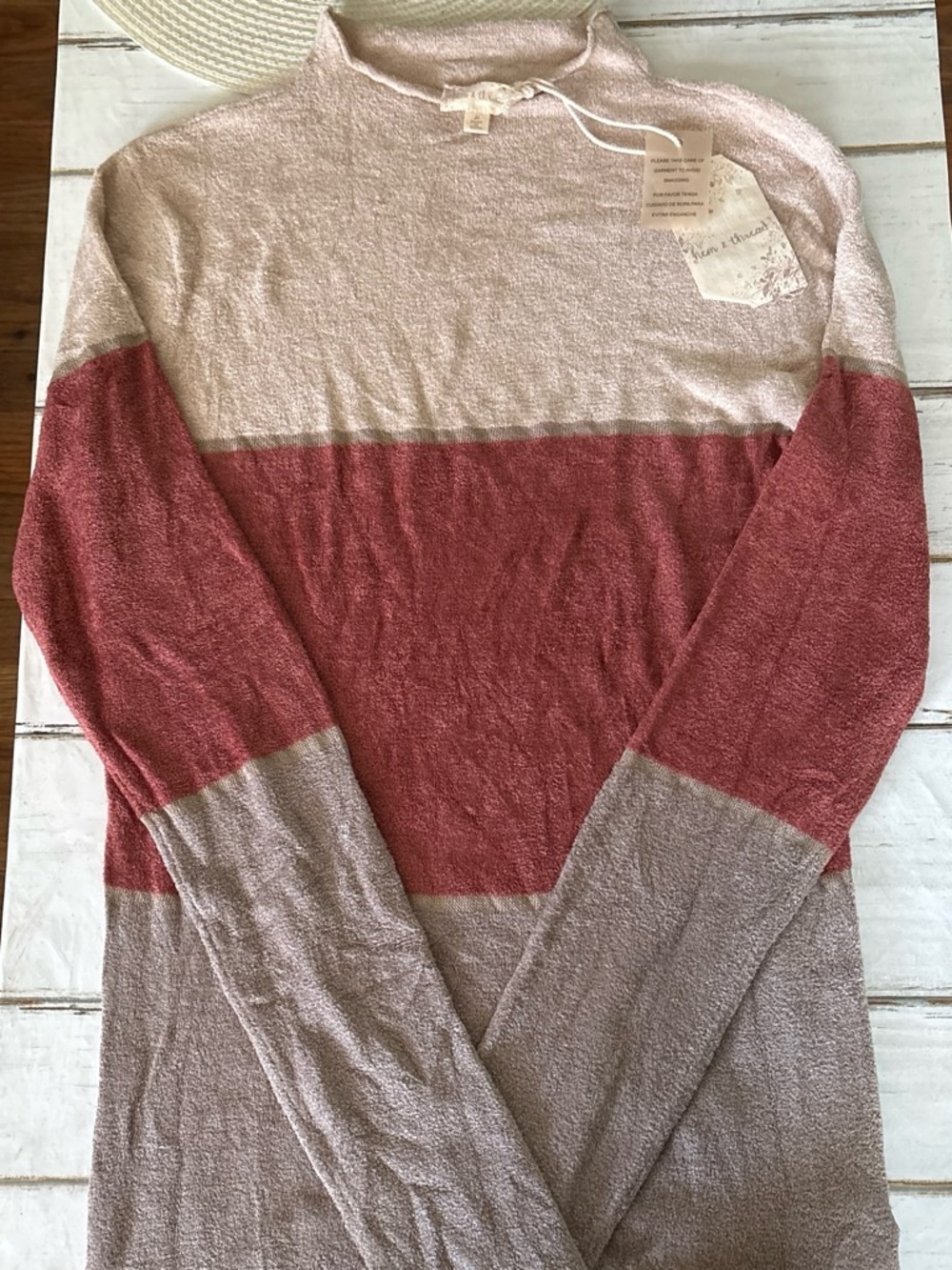 Hem & Thread Colorblock mock neck Sweater